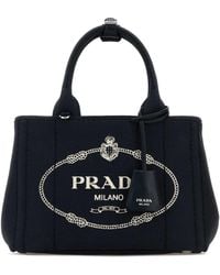 Prada - Dark Blue Canvas Small Jardinière Handbag - Lyst