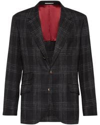 Brunello Cucinelli - Dark Wool Silk Blazer - Lyst