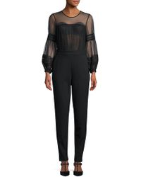 French Connection Paulette Sheer Long-sleeve Jumpsuit - Black
