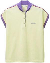 Versace - Embroidered-Logo Cotton Piqué Polo - Lyst