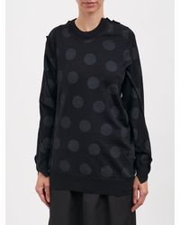 Junya Watanabe - Polka-Dot Pure Wool Crewneck Jumper With Asymmetric Hem - Lyst