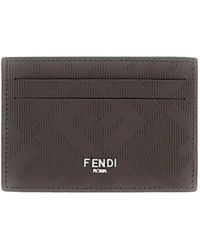 Fendi - Slim Leather Shadow Card Holder - Lyst