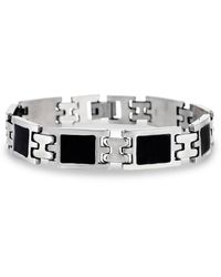 Lord + Taylor Stainless Steel & Black Resin Link Bracelet - Metallic