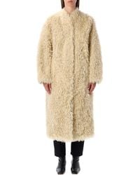 Stand Studio - Carolina Long Curly Faux-Fur Coat - Lyst
