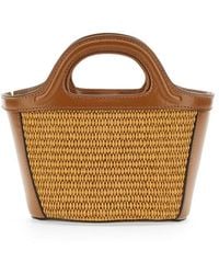 Marni - Two-Tone Leather And Straw Tropicalia Handbag - Lyst