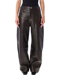 Arma - Leather Barrel Trousers - Lyst