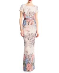 Adrianna Papell Floral Lace Column Gown - Multicolour