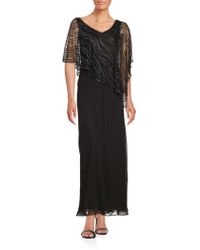 J Kara Beaded Popover Gown - Black