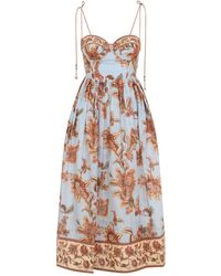Zimmermann - Aster Corset Midi Dress - Lyst