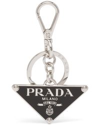 Prada - Triangle Logo Plaque Keyring - Lyst