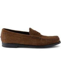Prada - Aged-Effect Suede Loafers - Lyst