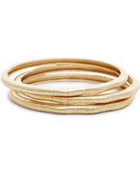 Lyst Hint Of Gold Textured Bangle Bracelet Set In 14k Plated Sole Society Updated Textured Fashion Stones Set Of Three Bangle Bracelet Lyst