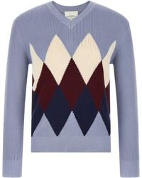 Ballantyne - Argyle Pattern Sweater Sweaters And Cardigans Light Blue - Lyst