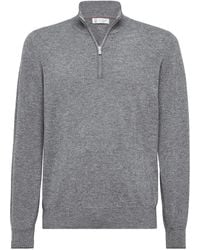 Brunello Cucinelli - Cashmere Half Zip Sweater - Lyst