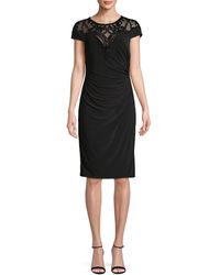 Adrianna Papell Sequin Illusion Jersey Sheath Dress - Black