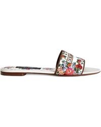 Dolce & Gabbana - Embroidered Flat Sandals - Lyst
