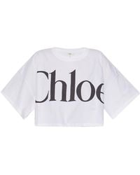 Chloé - Cropped Boxy Logo T-Shirt - Lyst