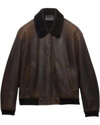 Prada - Shearling Bomber Jacket - Lyst
