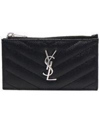 Saint Laurent - Logo-Plaque Quilted Wallet - Lyst