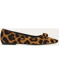 Ferragamo - Siwar Leopard-Print Vara Ballet Flats — Leopard Print - Lyst