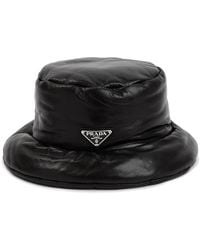 Prada - Leather Bucket Hat - Lyst