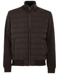 Herno - Quilted Knit And Fabric Jacket With High Collar - Lyst