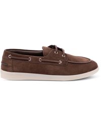Prada - Suede Boat Shoes With Laces - Lyst
