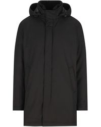 Herno - Long Padded Coat With Knitted Collar Clothing - Lyst