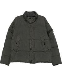 Stone Island - Padded Stand-Up Collar Jacket With Elastic Cuffs & Drawstring Hem - Lyst