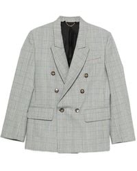 Victoria Beckham - Check Wool Double-Breasted Tailored Jacket - Lyst