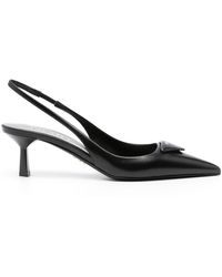 Prada - Leather Slingback Pumps - Lyst