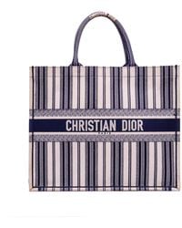 Dior - Pre-Owned Large Canvas Striped Book Tote - Lyst