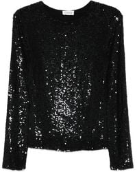 P.A.R.O.S.H. - Sequin Long Sleeve Top - Lyst