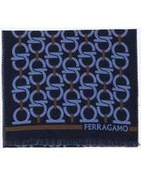 Ferragamo - Wool Scarf With Hook Pattern - Lyst
