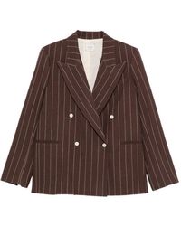 Alysi - Wool Striped Double-Breasted Jacket - Lyst