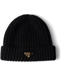 Prada - Mélange Wool Beanie Accessories - Lyst