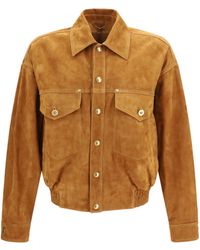 Versace - Leather Button Jacket Lamb - Lyst