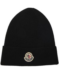 Moncler - Wool Beanie With Logo - Lyst