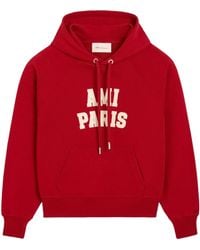 Ami Paris - Logo Cotton Hoodie - Lyst