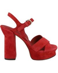 Ferragamo - Sonya Suede Platform Sandals - Lyst