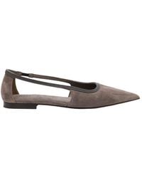 Brunello Cucinelli - Oxide Suede Pointed Toe Slingback Shoe - Lyst