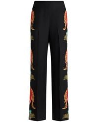 Etro - Palazzo Pants In Silk With Paisley Foliage Print - Lyst