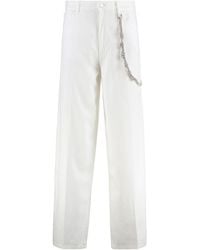 Pinko - Pants With Logo Patch On The Back And Chain Detail With Rhinestones - Lyst