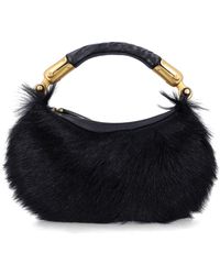 Balmain - Genuine Fur Handbag With Leather Handle - Lyst