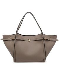 Tod's - Medium Leather Shopping Bag With T Timeless Strap - Lyst