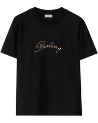 Burberry - Cotton Check Logo T-Shirt - Lyst