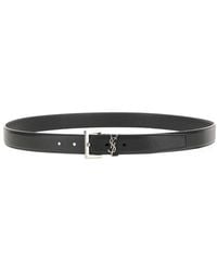 Saint Laurent - Cassandre Leather Belt - Lyst
