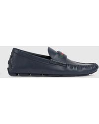 Gucci - Web Details Leather Loafers - Lyst