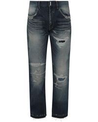 Givenchy - Distressed Straight Fit 5 Pocket Jeans - Lyst