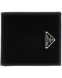 Prada - Re-Nylon Saffiano Leather Triangle Logo Wallet - Lyst